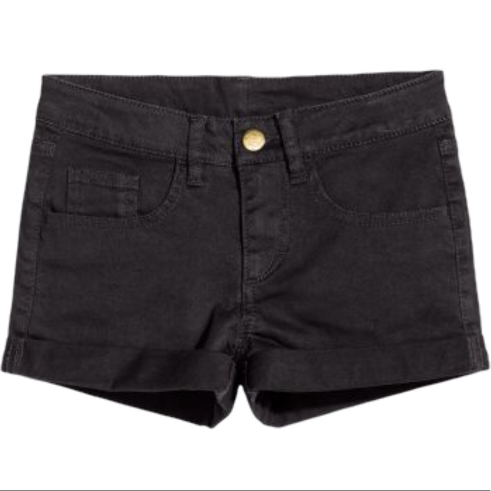 H&M Black Cotton Twill Utility Shorts Size 6 Minimalist Casual
